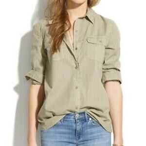 Madewell Army Green Button Front Pocket LS Small
